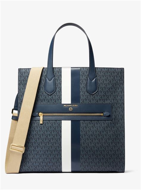 michael kors kempner tote|Kempner Large Logo Stripe Tote Bag .